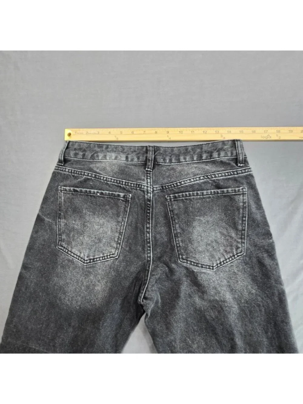 SONG Womens Jeans Size 9 29 Wide Leg Black Acid Wash Cotton - Picture 5 of 5